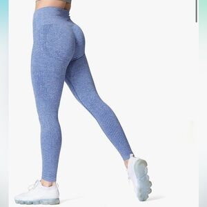 Aoxjox Women's High Waist Workout Gym Vital Seamless Leggings, Royal Blue Marl